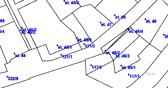 Parcela st. 121/2 v KÚ Litol, Katastrální mapa