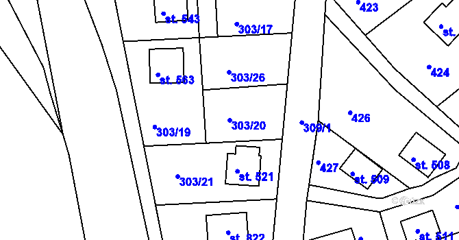 Parcela st. 303/20 v KÚ Litol, Katastrální mapa