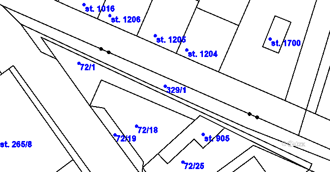 Parcela st. 329/1 v KÚ Litol, Katastrální mapa