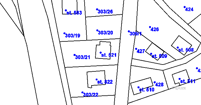 Parcela st. 521 v KÚ Litol, Katastrální mapa