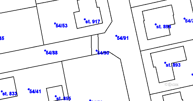 Parcela st. 54/90 v KÚ Litol, Katastrální mapa