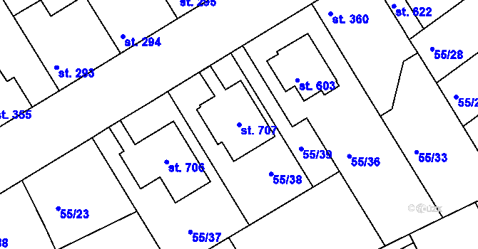 Parcela st. 707 v KÚ Litol, Katastrální mapa