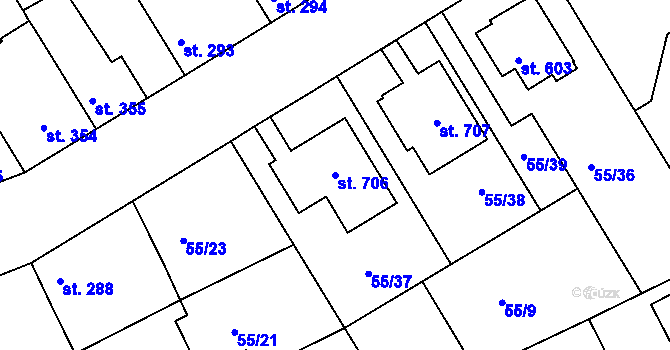 Parcela st. 706 v KÚ Litol, Katastrální mapa