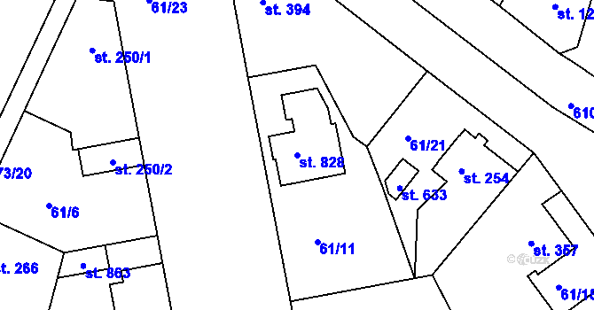 Parcela st. 828 v KÚ Litol, Katastrální mapa