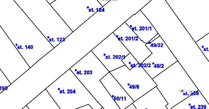 Parcela st. 202/1 v KÚ Litol, Katastrální mapa
