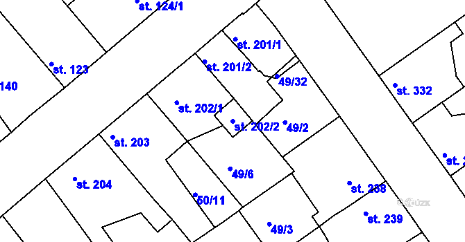 Parcela st. 202/2 v KÚ Litol, Katastrální mapa
