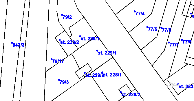Parcela st. 229/1 v KÚ Litol, Katastrální mapa