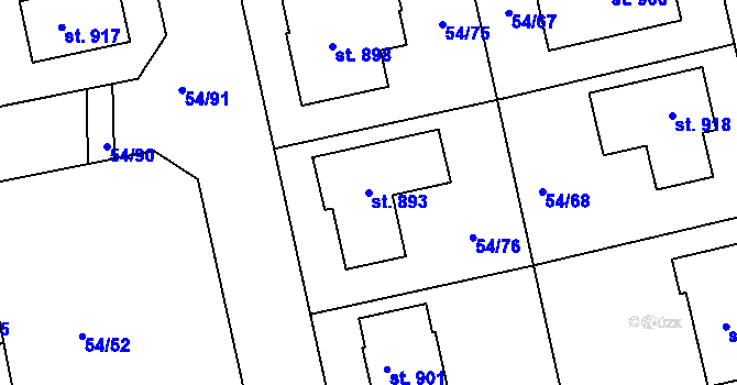 Parcela st. 893 v KÚ Litol, Katastrální mapa