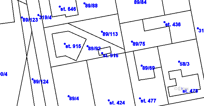Parcela st. 916 v KÚ Litol, Katastrální mapa