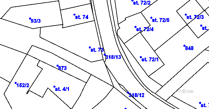 Parcela st. 318/13 v KÚ Litol, Katastrální mapa