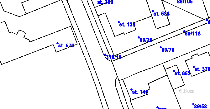 Parcela st. 318/18 v KÚ Litol, Katastrální mapa