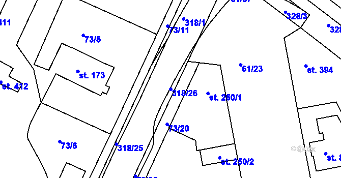 Parcela st. 318/26 v KÚ Litol, Katastrální mapa