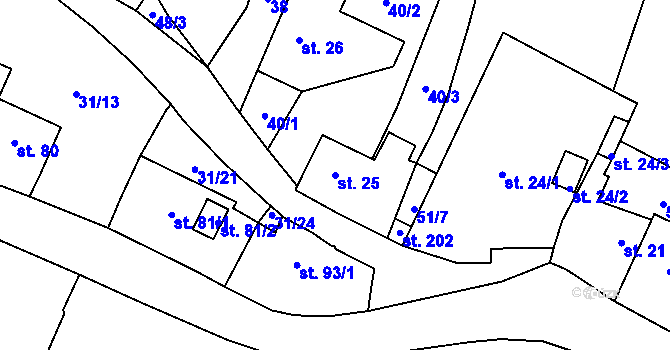 Parcela st. 25 v KÚ Lysec, Katastrální mapa