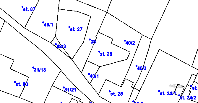 Parcela st. 26 v KÚ Lysec, Katastrální mapa