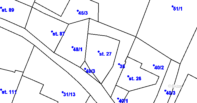 Parcela st. 27 v KÚ Lysec, Katastrální mapa