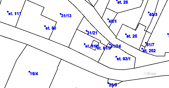 Parcela st. 81/1 v KÚ Lysec, Katastrální mapa