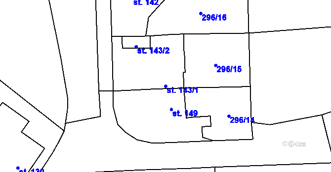 Parcela st. 143/1 v KÚ Lysec, Katastrální mapa