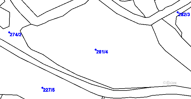 Parcela st. 281/4 v KÚ Lysec, Katastrální mapa