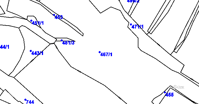 Parcela st. 467/1 v KÚ Lysec, Katastrální mapa