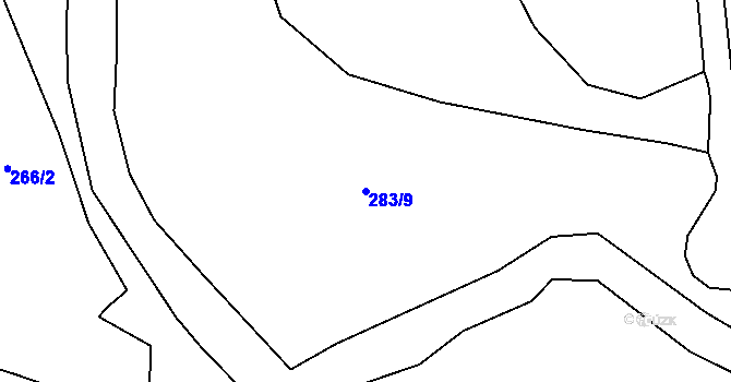 Parcela st. 283/9 v KÚ Lysec, Katastrální mapa