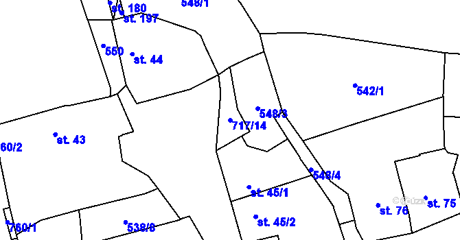 Parcela st. 717/14 v KÚ Lysec, Katastrální mapa