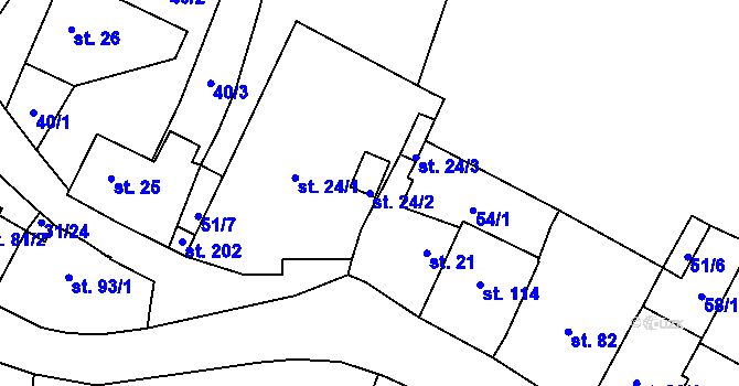 Parcela st. 24/2 v KÚ Lysec, Katastrální mapa