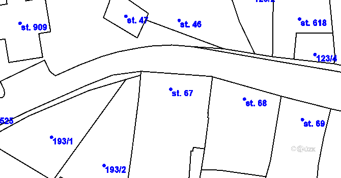 Parcela st. 67 v KÚ Lysice, Katastrální mapa