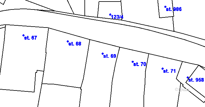 Parcela st. 69 v KÚ Lysice, Katastrální mapa