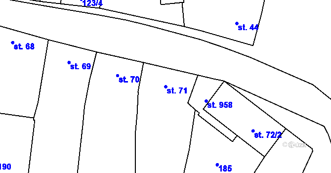 Parcela st. 71 v KÚ Lysice, Katastrální mapa