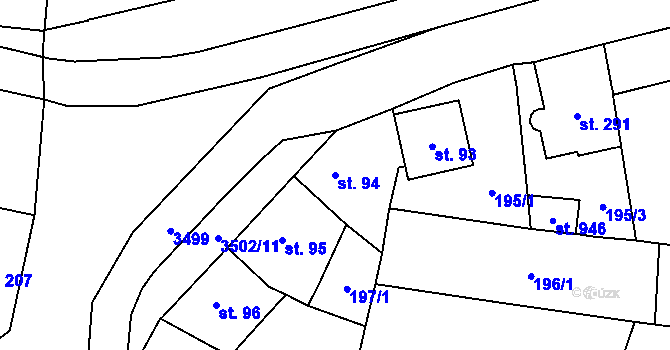 Parcela st. 94 v KÚ Lysice, Katastrální mapa