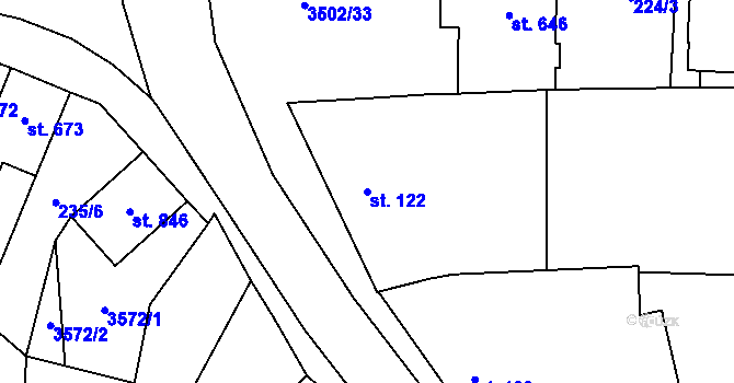 Parcela st. 122 v KÚ Lysice, Katastrální mapa