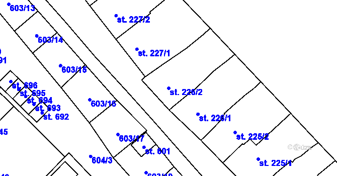 Parcela st. 226/2 v KÚ Lysice, Katastrální mapa