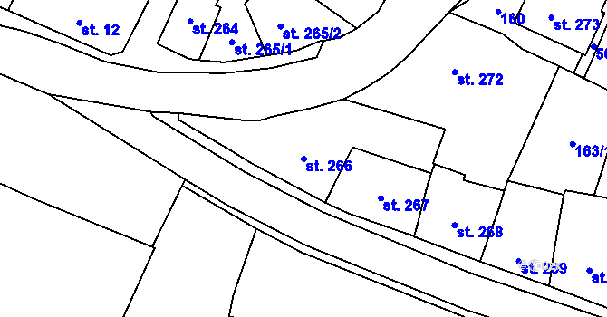 Parcela st. 266 v KÚ Lysice, Katastrální mapa