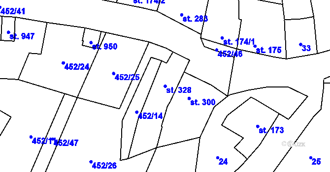 Parcela st. 328 v KÚ Lysice, Katastrální mapa