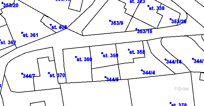 Parcela st. 359 v KÚ Lysice, Katastrální mapa