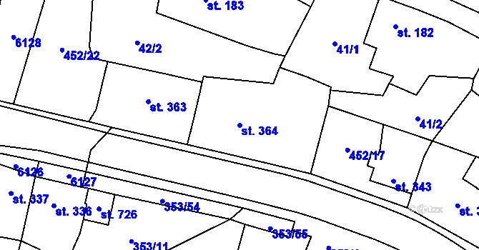 Parcela st. 364 v KÚ Lysice, Katastrální mapa