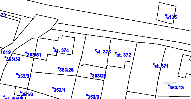 Parcela st. 373 v KÚ Lysice, Katastrální mapa