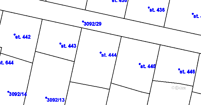 Parcela st. 444 v KÚ Lysice, Katastrální mapa