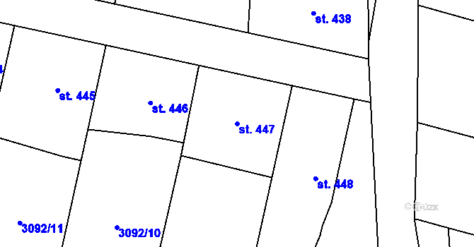Parcela st. 447 v KÚ Lysice, Katastrální mapa