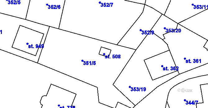 Parcela st. 508 v KÚ Lysice, Katastrální mapa