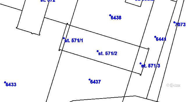 Parcela st. 571/2 v KÚ Lysice, Katastrální mapa