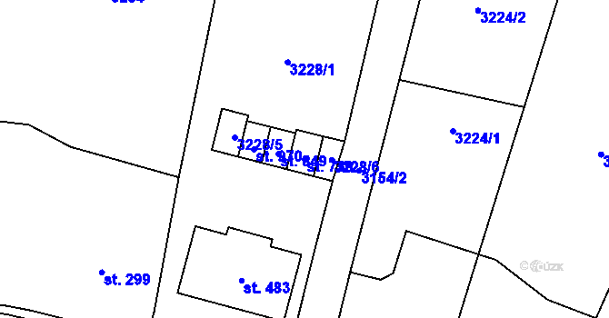 Parcela st. 739 v KÚ Lysice, Katastrální mapa