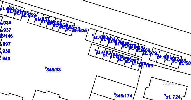 Parcela st. 783 v KÚ Lysice, Katastrální mapa