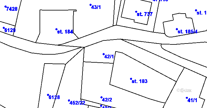 Parcela st. 42/1 v KÚ Lysice, Katastrální mapa