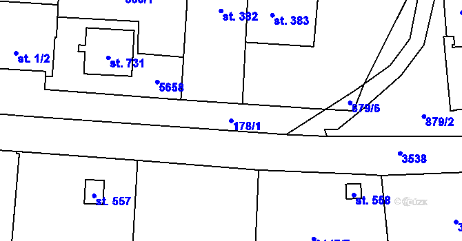 Parcela st. 178/1 v KÚ Lysice, Katastrální mapa