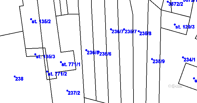 Parcela st. 236/6 v KÚ Lysice, Katastrální mapa