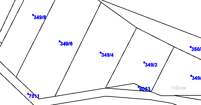 Parcela st. 349/4 v KÚ Lysice, Katastrální mapa