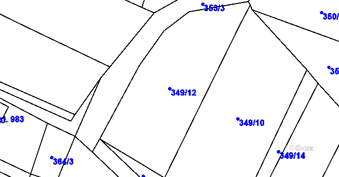 Parcela st. 349/12 v KÚ Lysice, Katastrální mapa