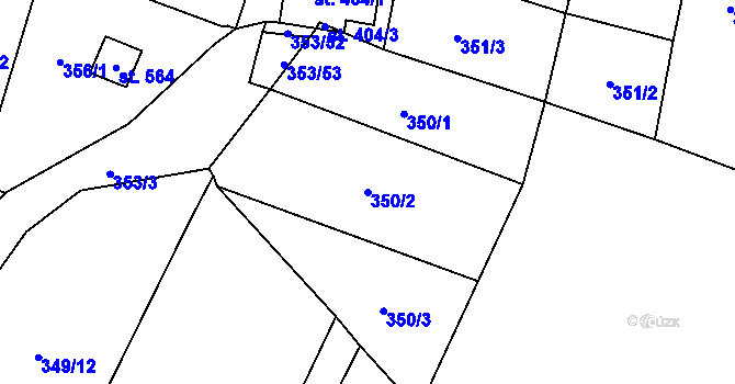 Parcela st. 350/2 v KÚ Lysice, Katastrální mapa