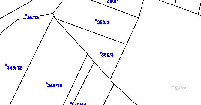 Parcela st. 350/3 v KÚ Lysice, Katastrální mapa